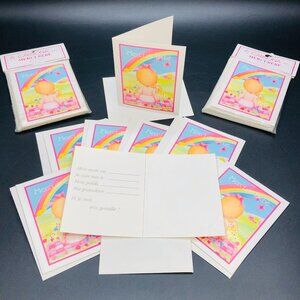 Vintage 80s Baby Birth Thank You Cards (Lot of 24): French Text- Picture Holder